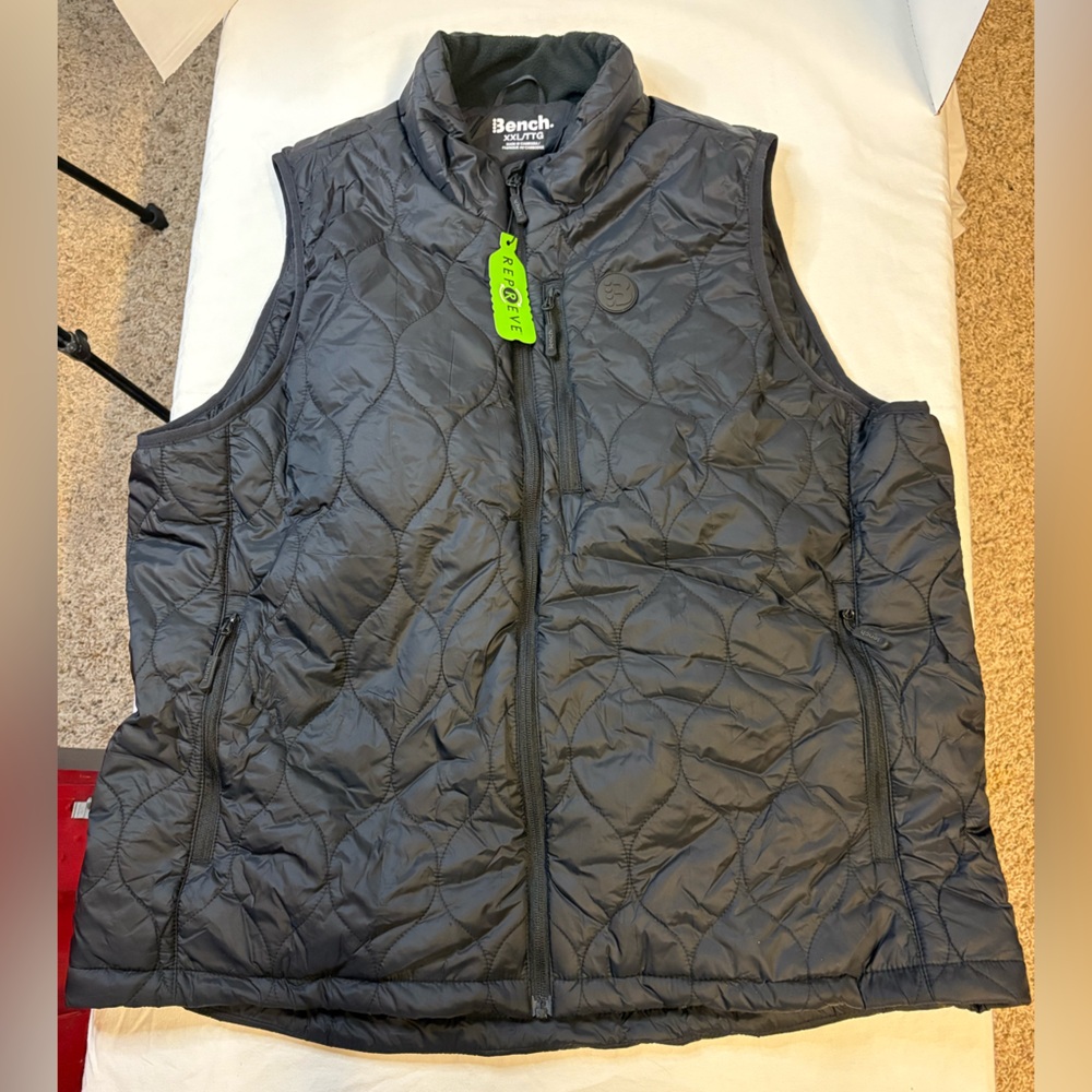 Bench Black Quilted Packable Vest with Zip Pockets Water Resistant